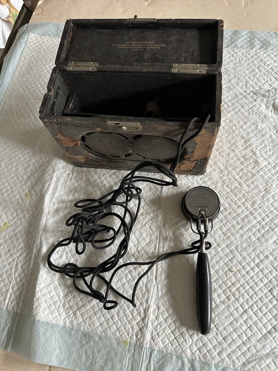 1930s Acousticon hearing aid made by Dictograph Products representing the technological breakthrough that restored Blair Hill’s hearing