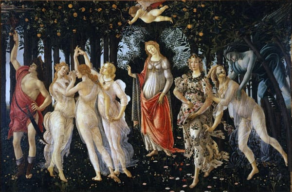 Sandro Botticelli’s Primavera depicting the allegory of spring and the generative forces of nature
