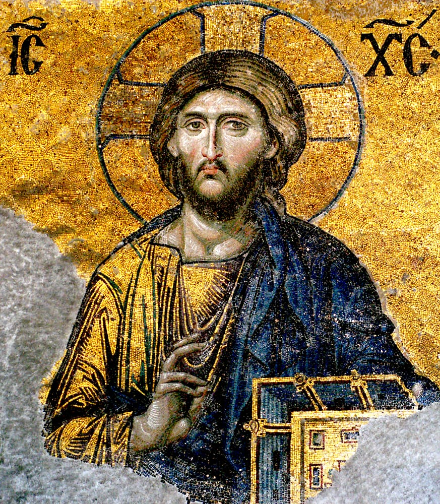 Christ Pantocrator Byzantine mosaic from Hagia Sophia representing divine masculine authority and cosmic order.