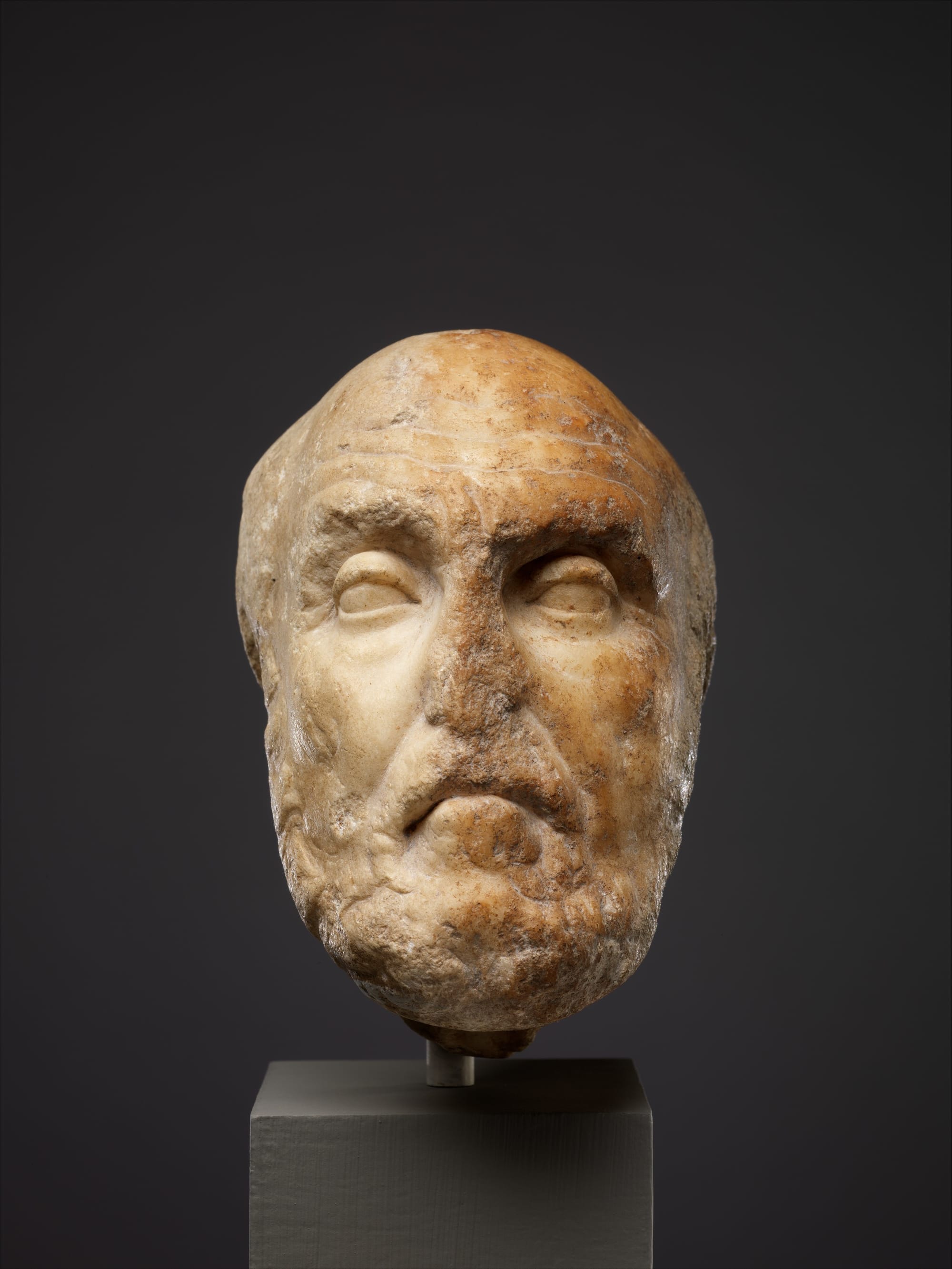 Marble head of Chrysippus, Stoic philosopher, depicting calm restraint and inner discipline