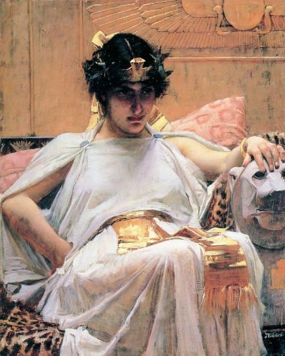 Cleopatra depicted as a sovereign ruler, representing the divine feminine archetype of authority, strategy, and power.