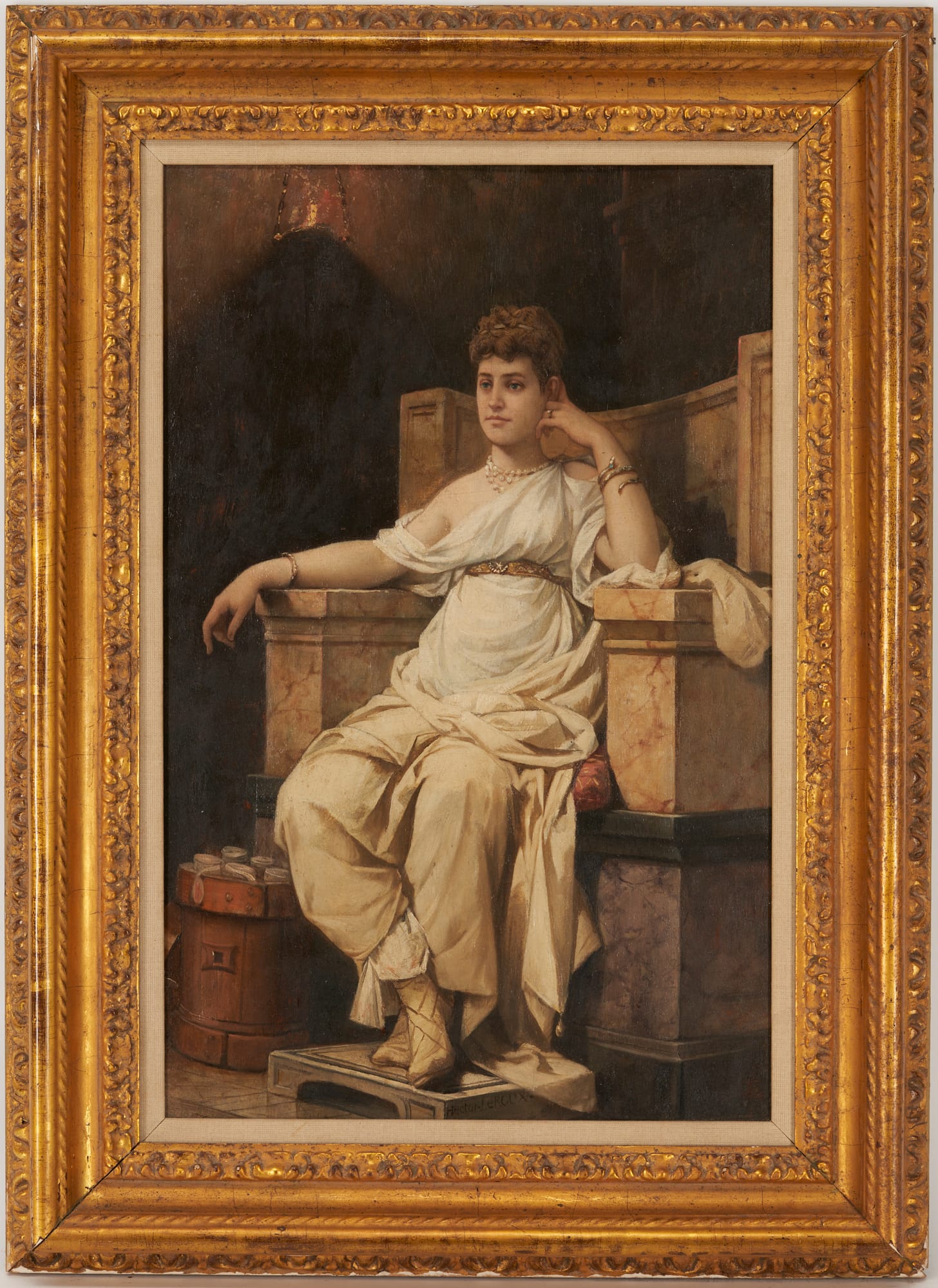 Victorian-era painting of Cleopatra seated calmly, representing sovereign presence and authority.