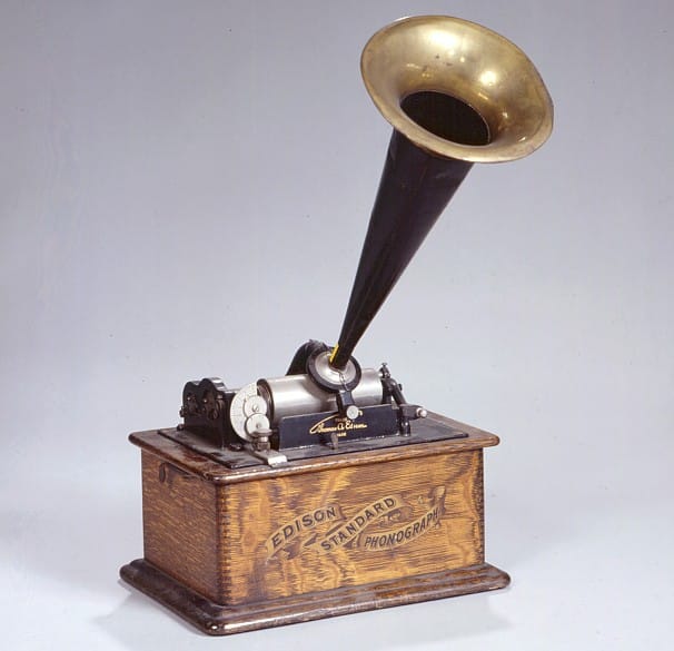 Edison Standard Phonograph from the early 1900s symbolizing vibration, sound transmission, and the bridge from silence to hearing