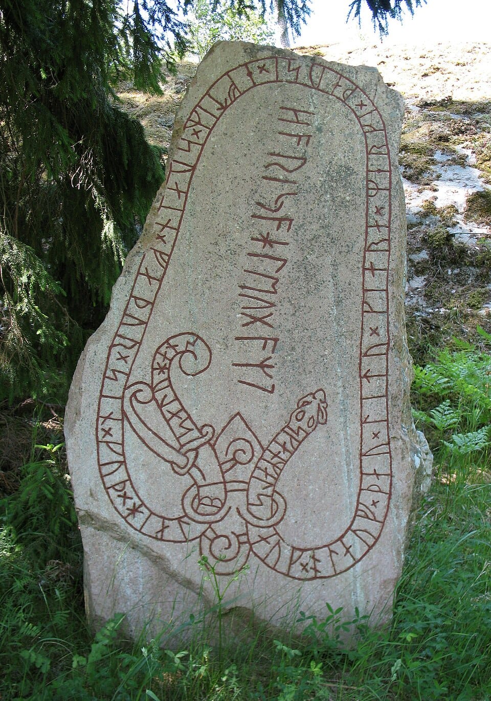 Elder Futhark runes carved on a Viking Age runestone in Sweden