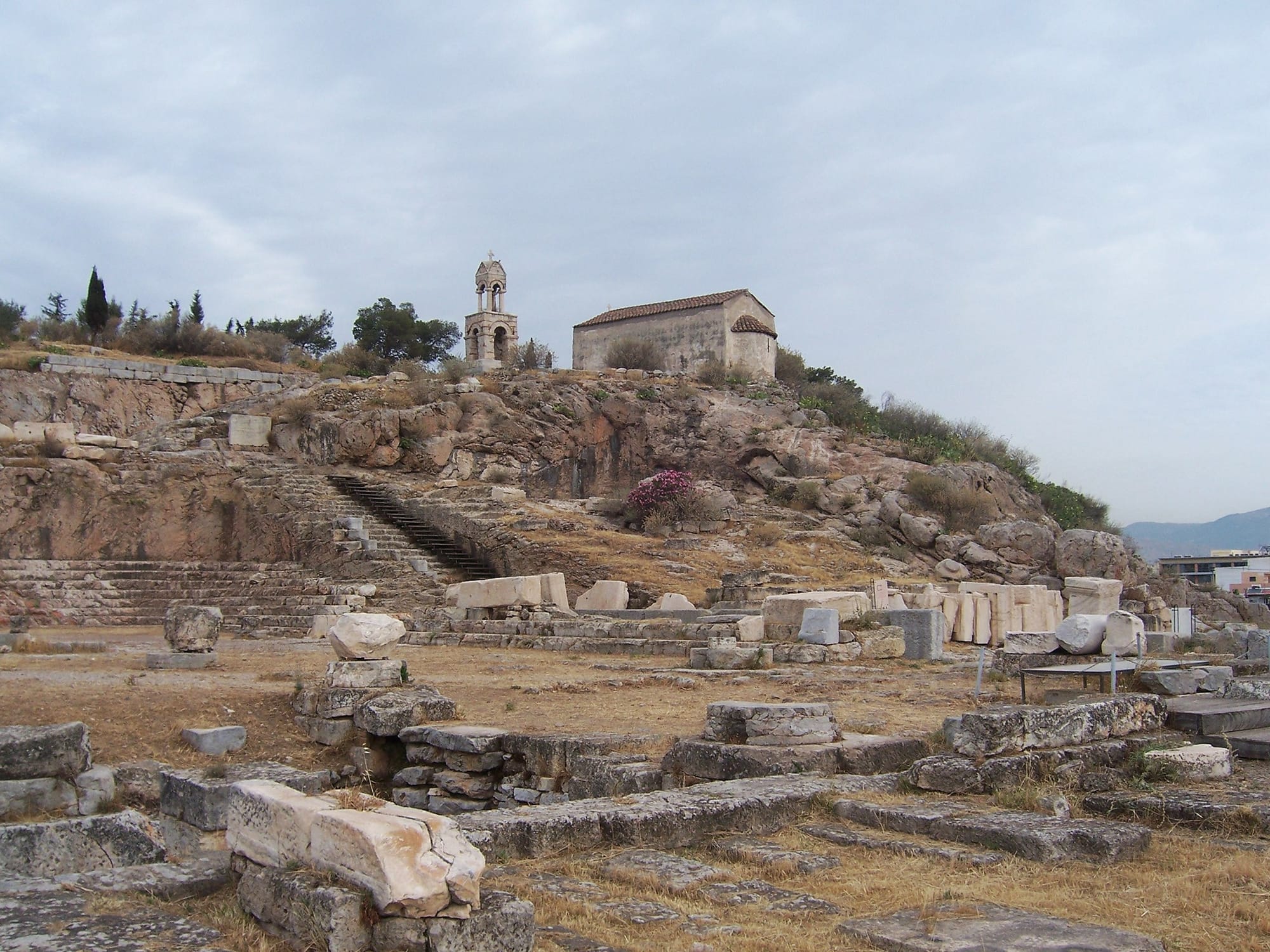 Ruins of the Telesterion initiation hall at the Eleusinian Sanctuary in Eleusis, center of the ancient Eleusinian Mysteries
