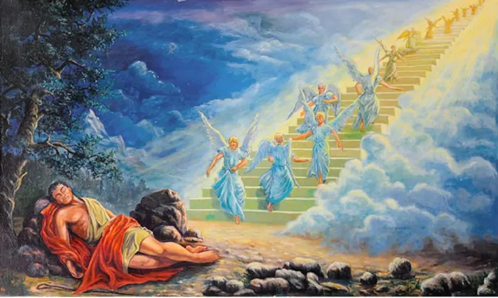 Jacob’s Ladder dream showing angels ascending and descending between heaven and earth