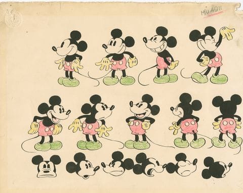 early Mickey Mouse character model sheet Walt Disney imagination manifestation creativity vintage animation