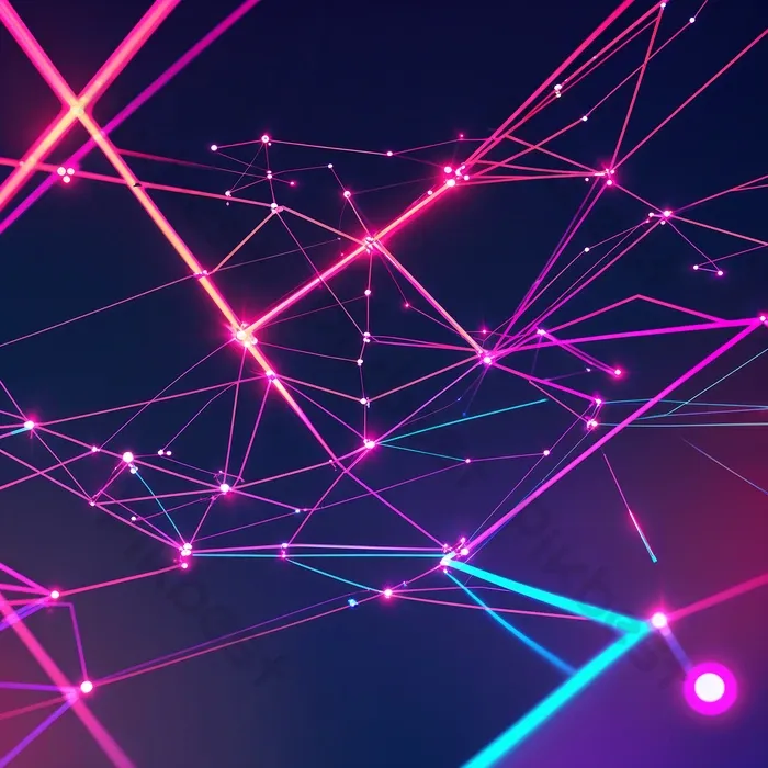 Abstract visualization of interconnected nodes and lines representing relational structure and quantum interconnectedness