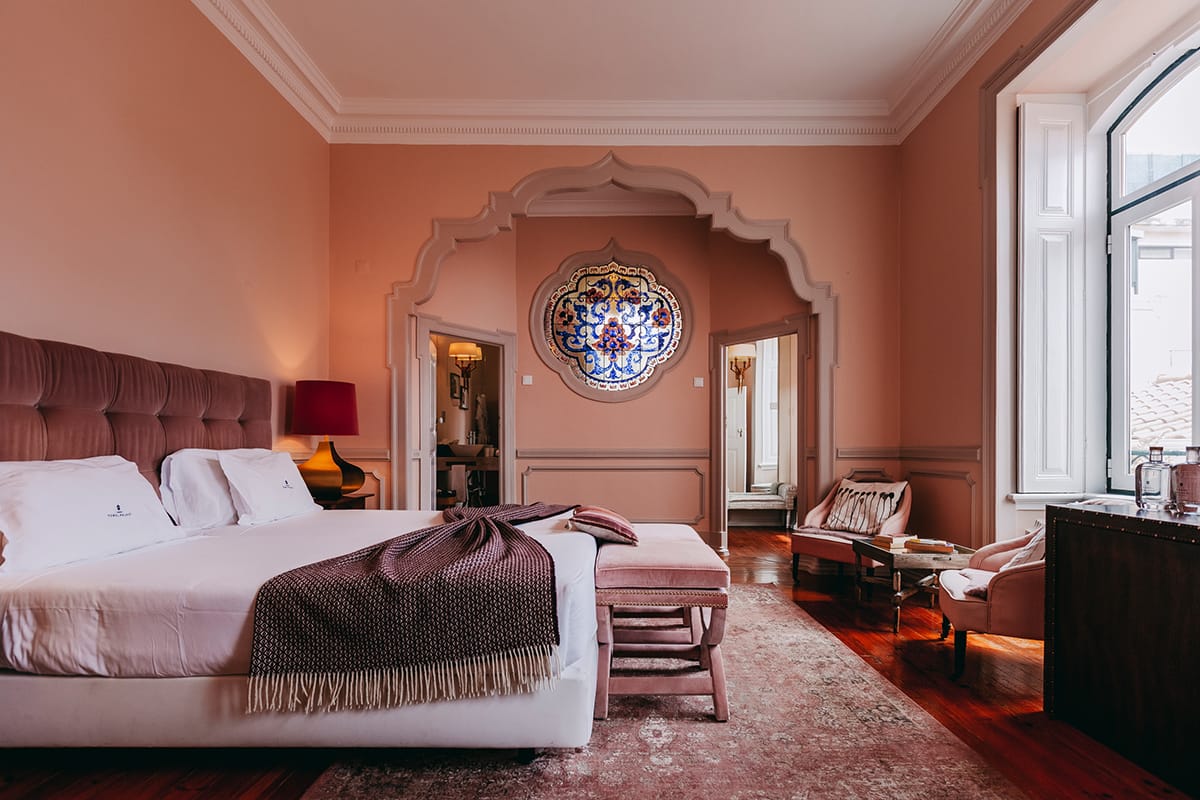 Elegant suite at Torel Palace Lisbon â a royal-frequency manifestation hotel for abundance, luxury, and high-vibration travel.