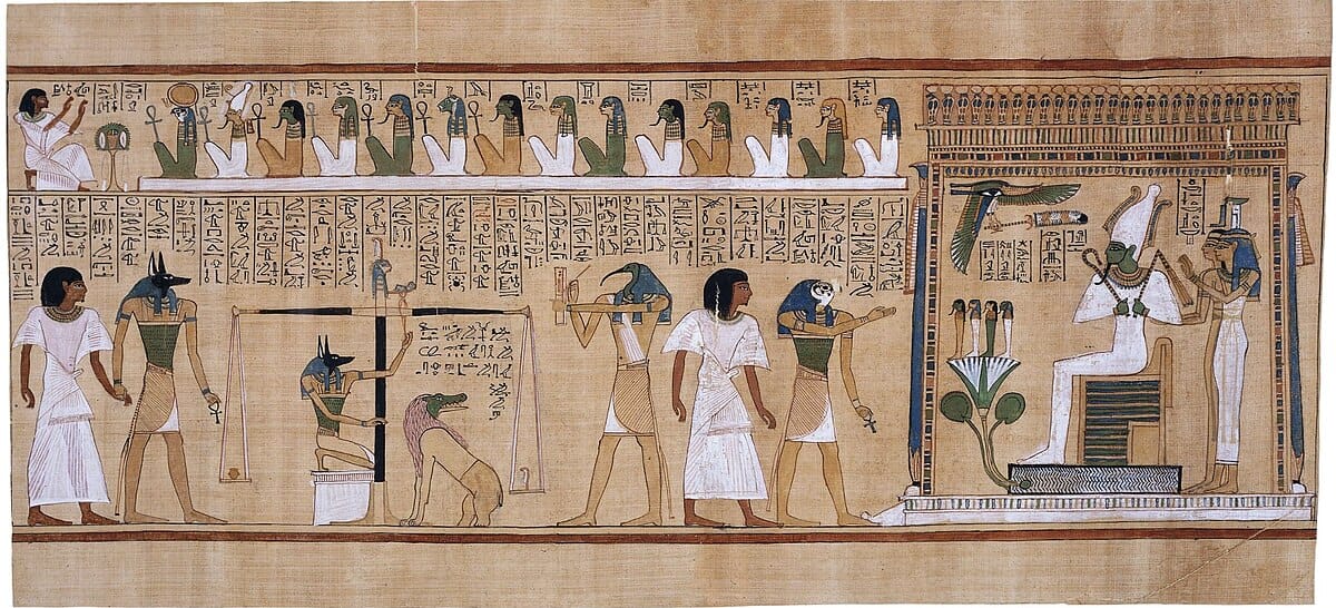 Weighing of the heart against the feather of Ma'at from the Book of the Dead