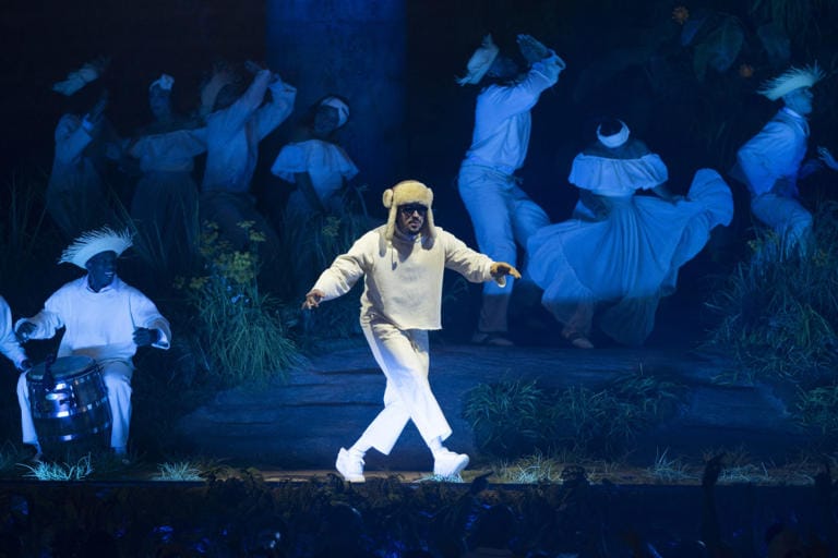 Bad Bunny performing during his residency at the Coliseo de Puerto Rico in San Juan, July 2022.
