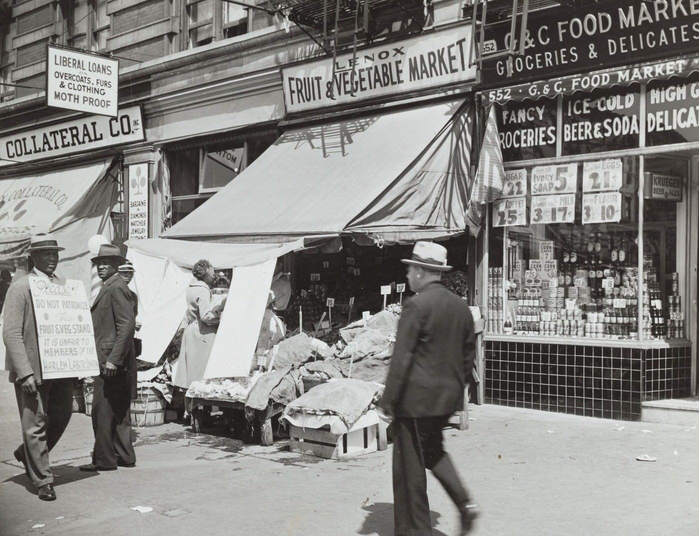 1930s Harlem street scene during the Harlem Renaissance, where Joseph Murphy studied under the mystic Abdullah in New York