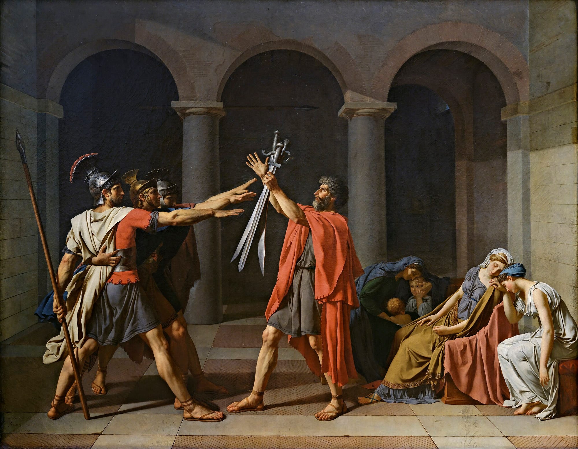 Neoclassical painting by Jacques-Louis David depicting the first cut and identity formed by decision.