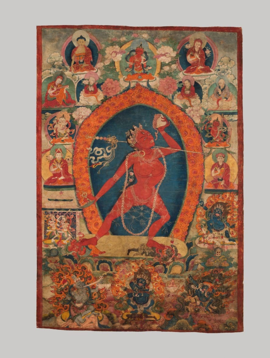 The Red Yogini, Vajrayogini, Tibet, 19th century, pigments on cloth, Rubin Museum of Himalayan Art
