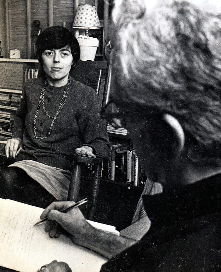 Jane Roberts channeling Seth while her husband Robert Butts records notes — an early model of trance communication later reflected in Esther and Jerry Hicks’ work influenced her later channeling work