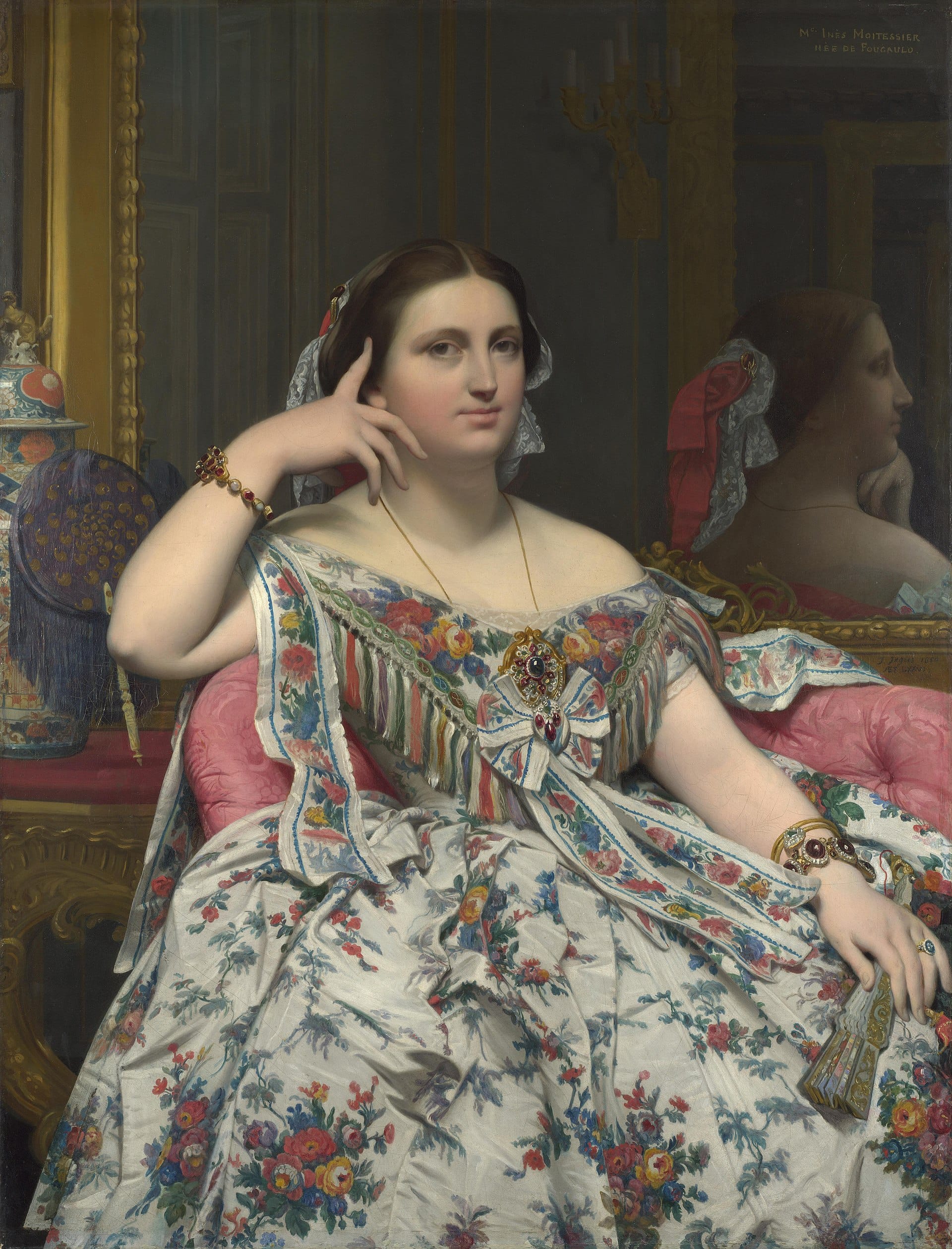 Jean-Auguste-Dominique Ingres Madame Moitessier 1856 with mirror reflection symbolizing parallel selves and identity timeline selection in manifestation