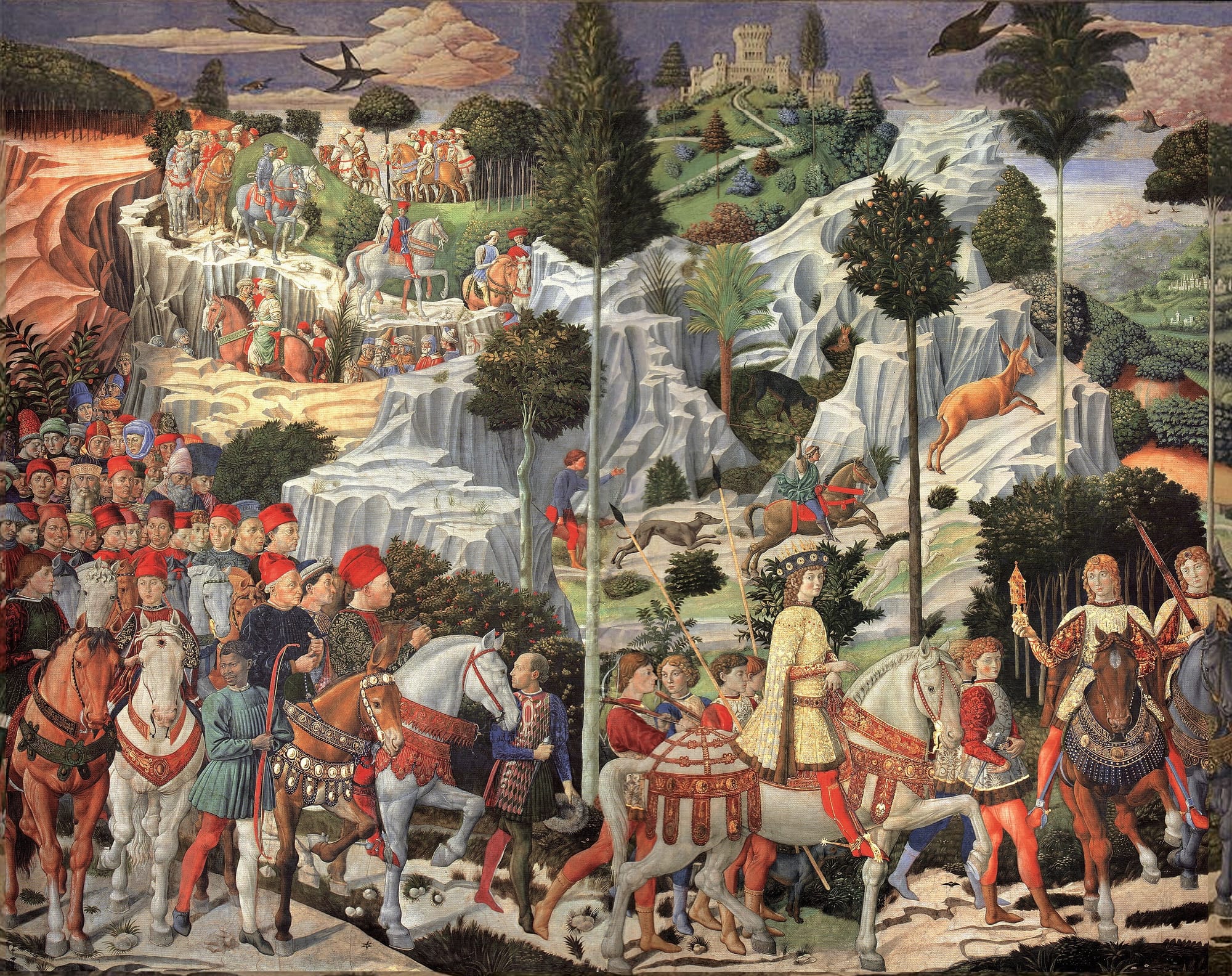 Benozzo Gozzoli Journey of the Magi fresco representing multiple identity paths within the parallel selves framework