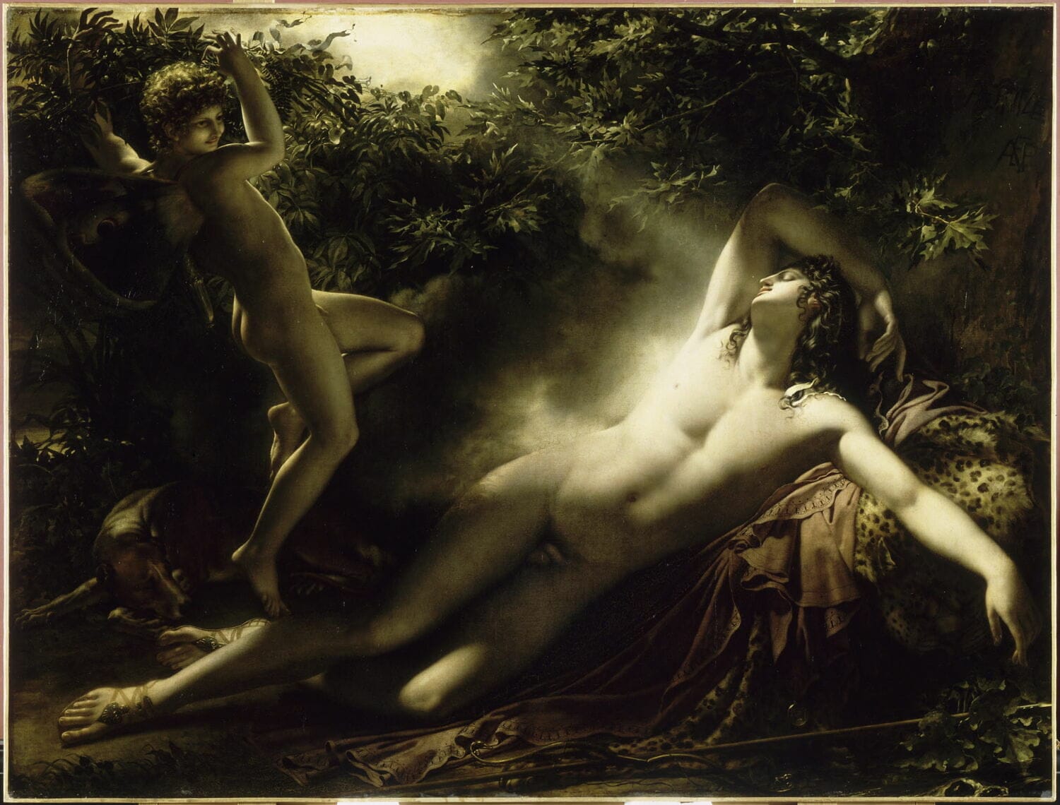 Anne-Louis Girodet’s Endymion. Effet de lune (The Sleep of Endymion) depicting the mythic figure in a luminous dream state, symbolizing subconscious receptivity and future memory installation during sleep.