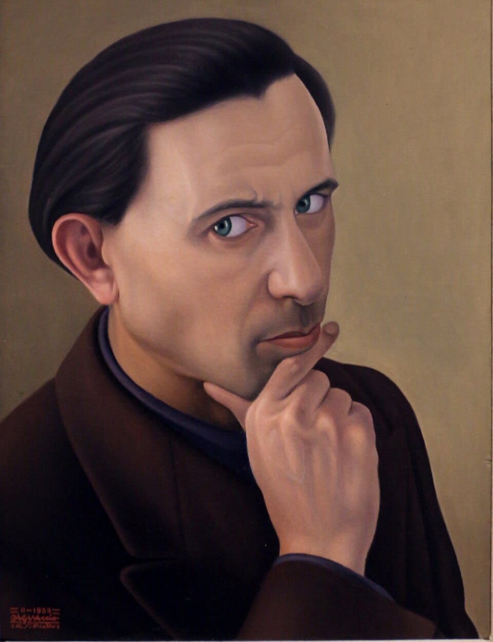 Cagnaccio di San Pietro Self Portrait 1938 Italian Magic Realism painting introspective psychological identity self reflection