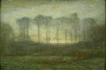Twilight by Dwight William Tryon 1905 tonalism painting representing emotional state calm and subconscious transformation