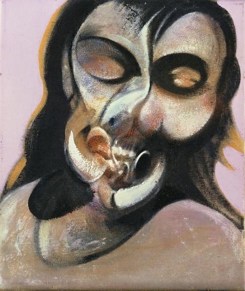 Francis Bacon Study of Henrietta Moraes Laughing showing distorted self image and subconscious identity affecting affirmations