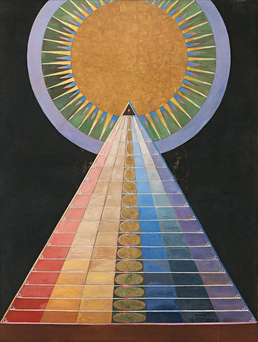 Hilma af Klint Group X Altarpiece No. 1 1915 abstract spiritual painting representing cosmic consciousness and the infinite field of pure potentiality