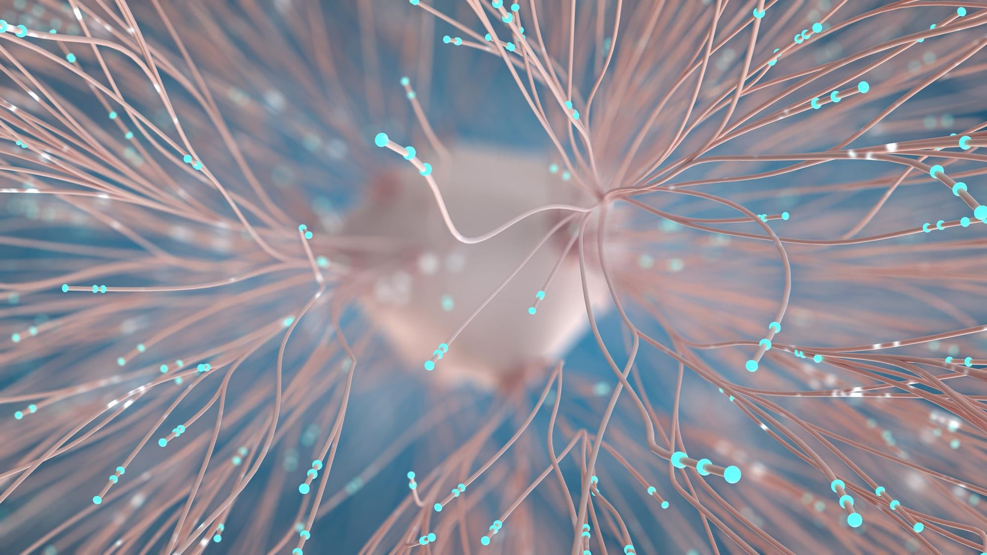 Neuroscience visualization showing neural pathways and synaptic connections forming in the brain
