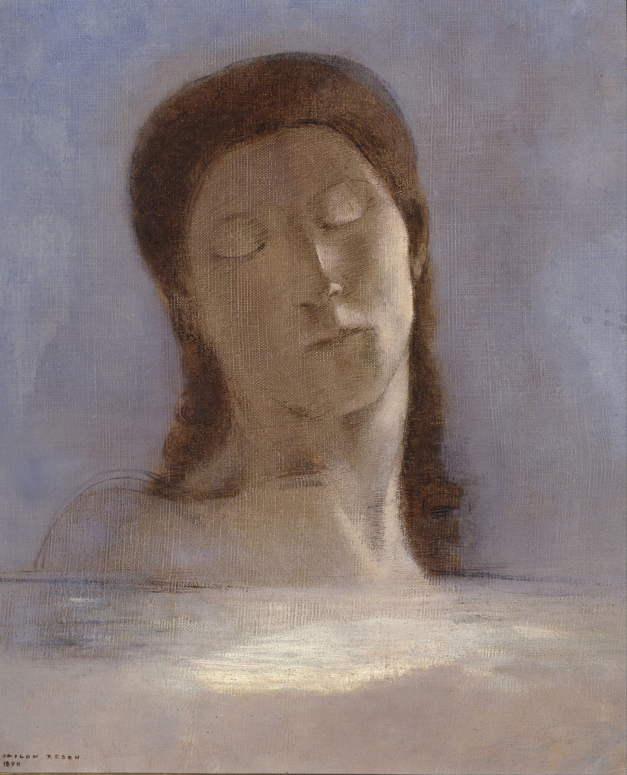 Odilon Redon Closed Eyes 1890 symbolist painting representing the subconscious mind dream state and inner awareness connected to manifestation psychology