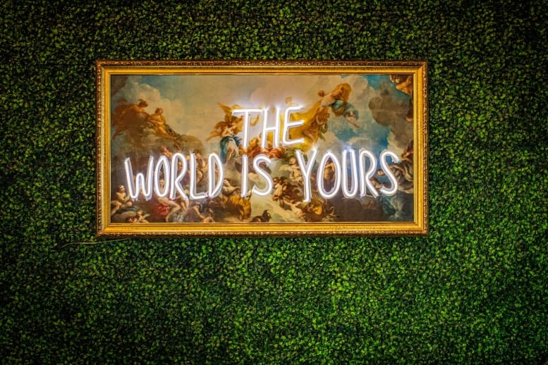 Neon sign reading “The word is yours” — affirmation photo