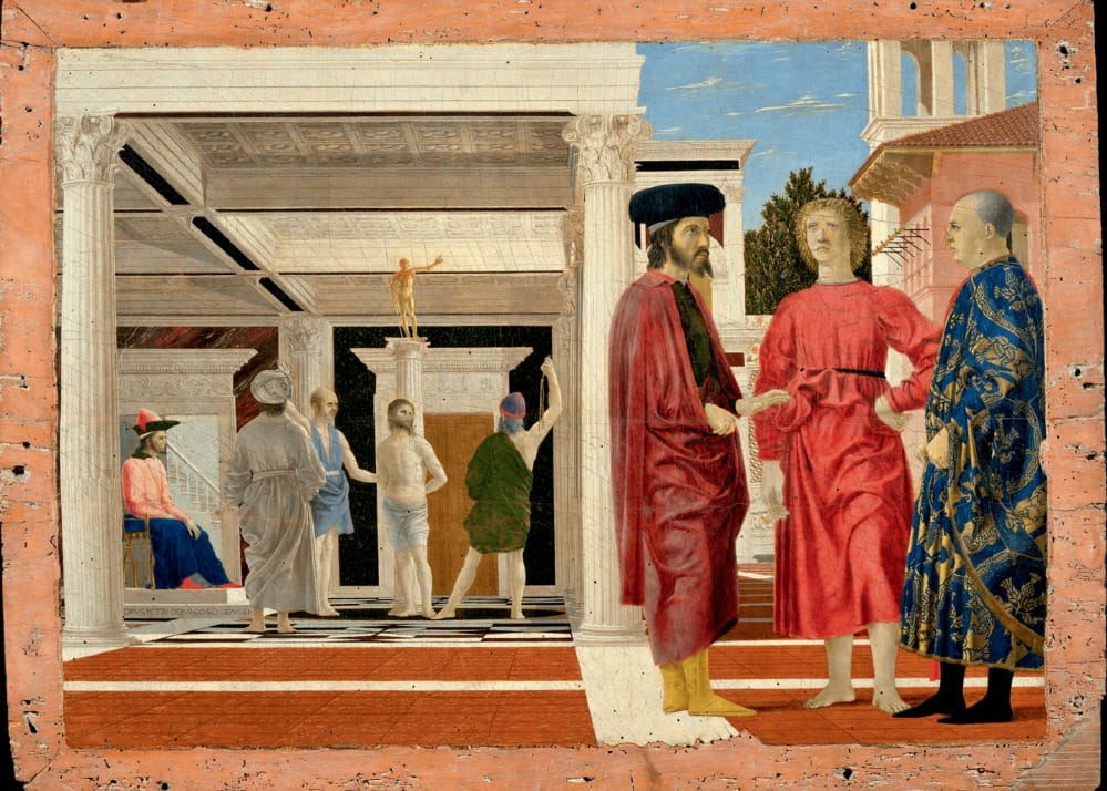 The Flagellation of Christ by Piero della Francesca, depicting stillness and identity under pressure.