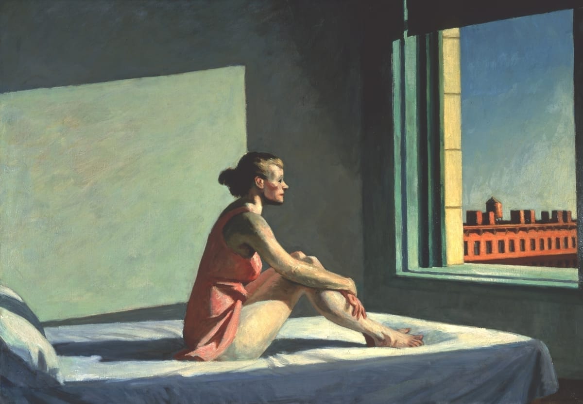 Edward Hopper Morning Sun 1952 painting depicting subconscious isolation and identity contemplation through sunlight exposure