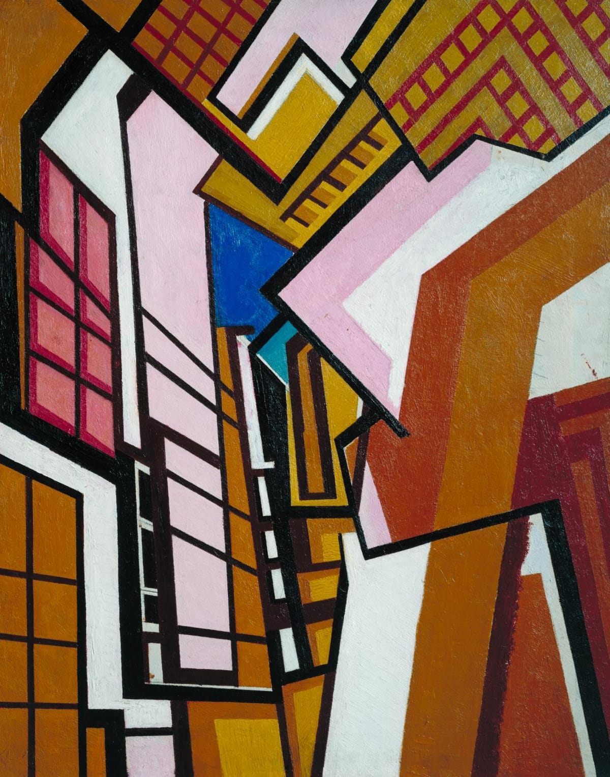 Percy Wyndham Lewis Workshop 1914 Vorticism painting representing affirmations as subconscious repetition and mental conditioning system