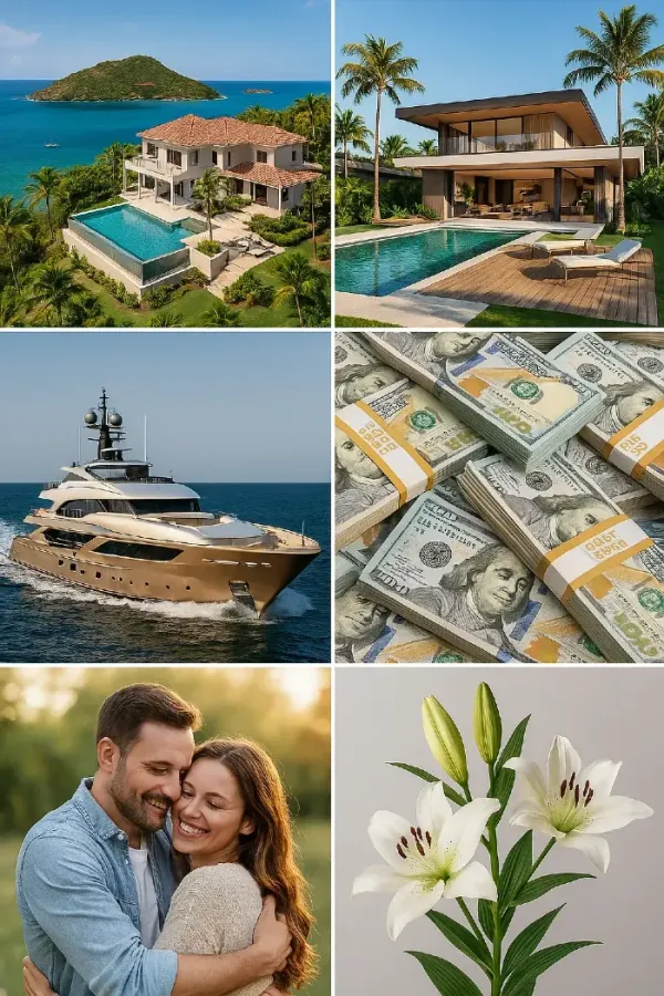 A vision board with a collage of images, affirmations, and goals inspiring the creator's dreams