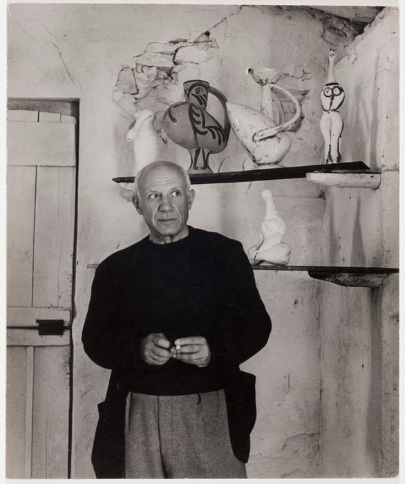 Pablo Picasso in his studio, embodying creative energy, duende, and artistic inevitability