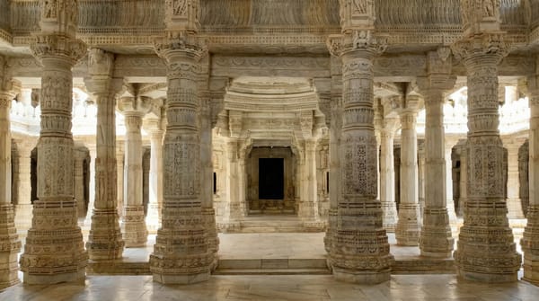 Ranakpur Jain Temple interior in Rajasthan featured in the Subconscious Reprogramming Meditation Library symbolizing inner architecture and disciplined transformation